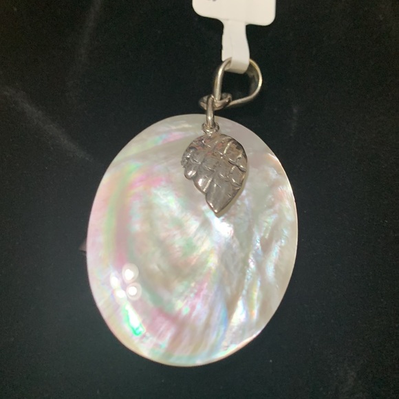 Mother of Pearl Feather Charm Pendant in Sterling Silver - Picture 6 of 8